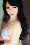 Asian Skinny Looking Realistic Sex Dolls with Long Black Hair 158cm - Abby